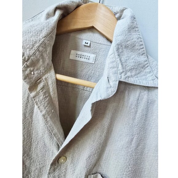 90's Barney's of New York Oversized Textured Striped Cotton Dress Shirt Medium M - Picture 2 of 5